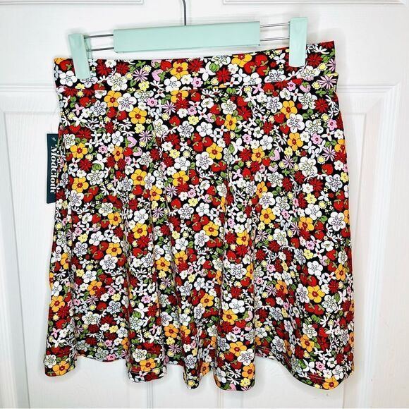 Modcloth Excellence Attained Mini Skirt Floral ALine Skirt Red Fruit Print NWT M - Picture 7 of 11